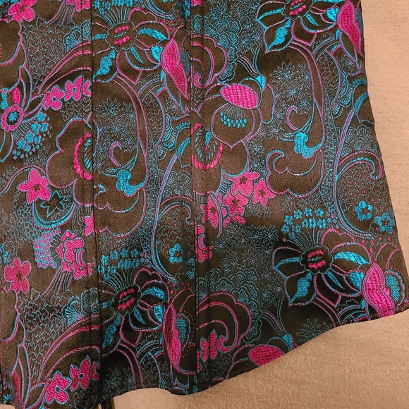 Tesa Teal Blue and Fuschia Pink Floral Bustier - Picture 6 of 10